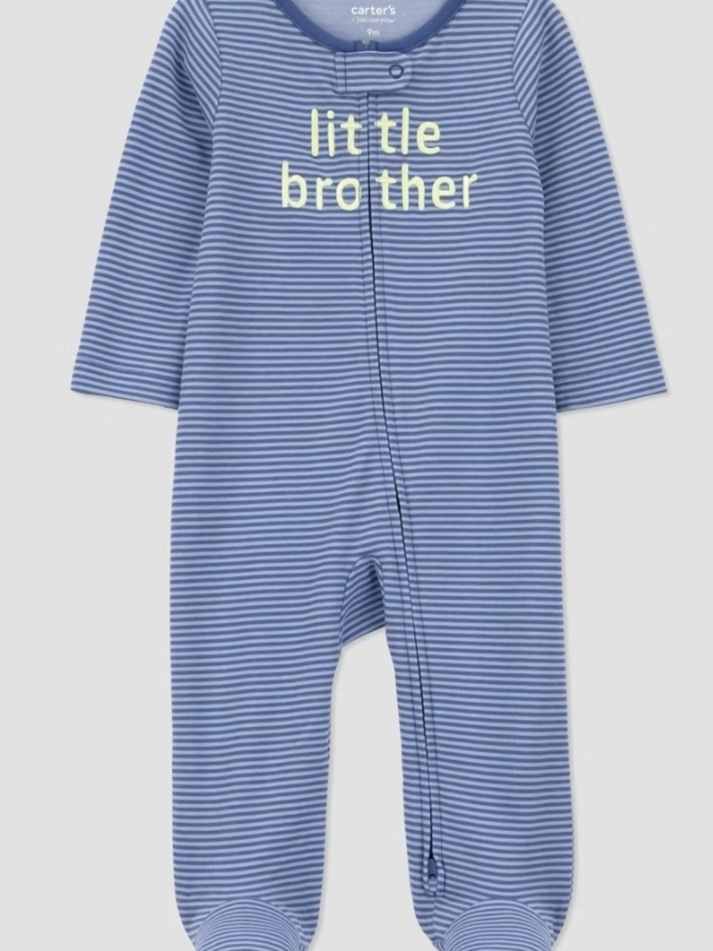 Carter's Blue and White Striped "Little Brother" Footed One-Piece